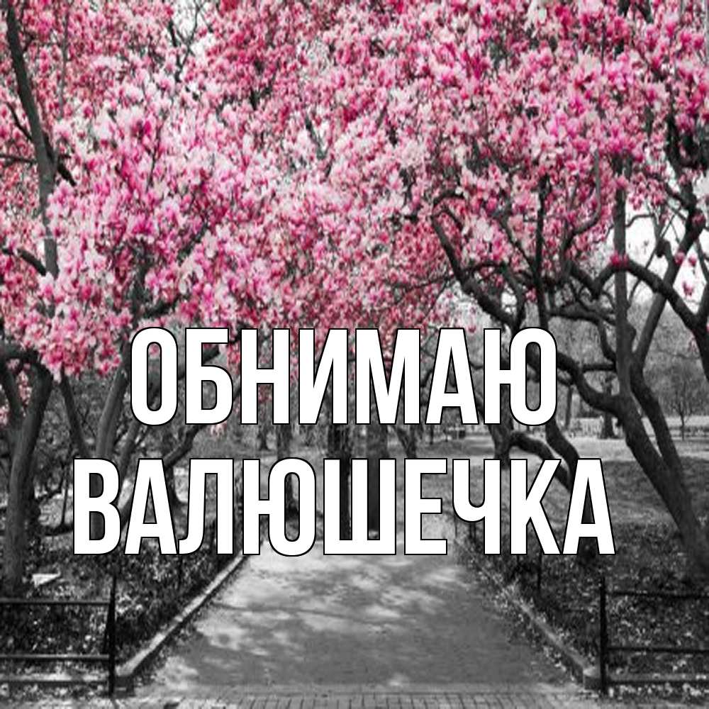 Открытка  с именем. Валюшечка, Обнимаю  