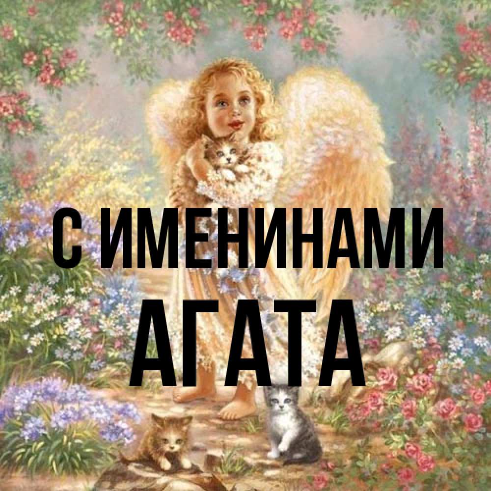 Открытка  с именем. Агата, С именинами  