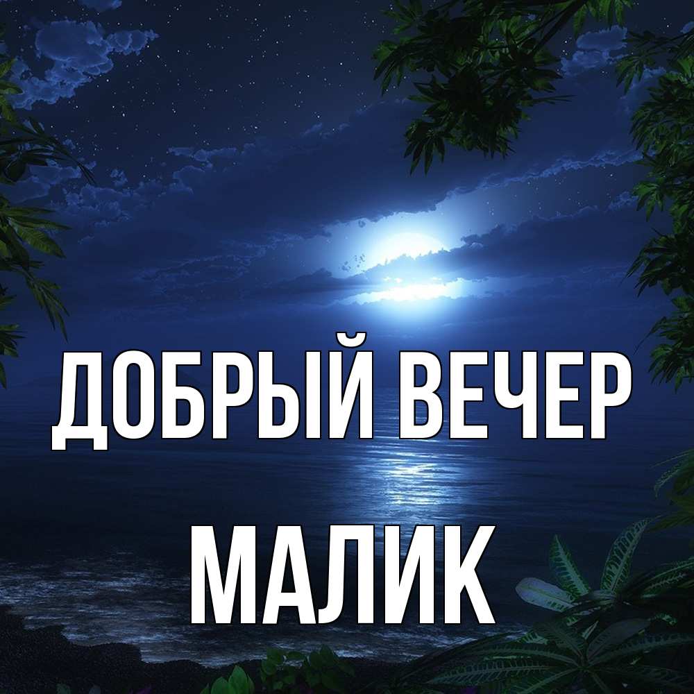 Открытка  с именем. Малик, Добрый вечер  