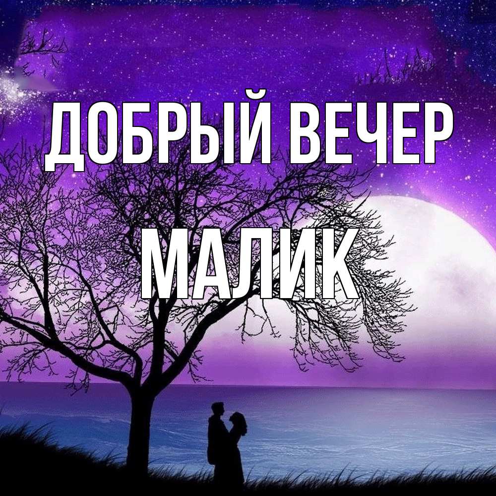 Открытка  с именем. Малик, Добрый вечер  