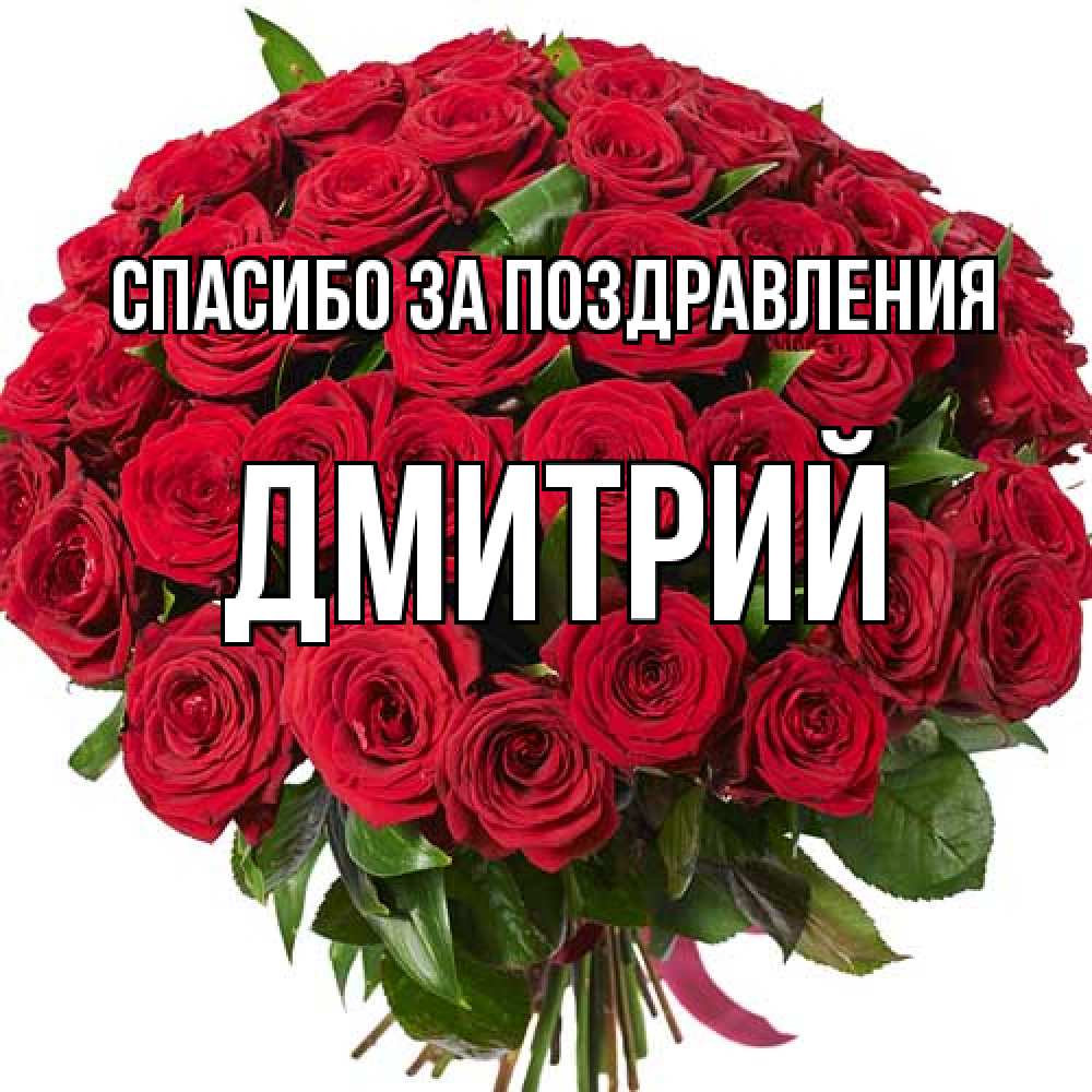 Открытка  с именем. Дмитрий, Спасибо за поздравления  