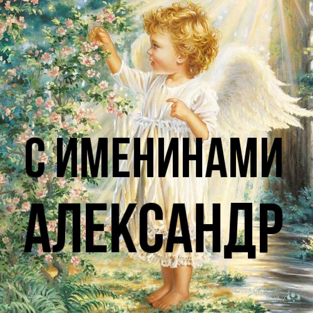 Открытка  с именем. Александр, С именинами  