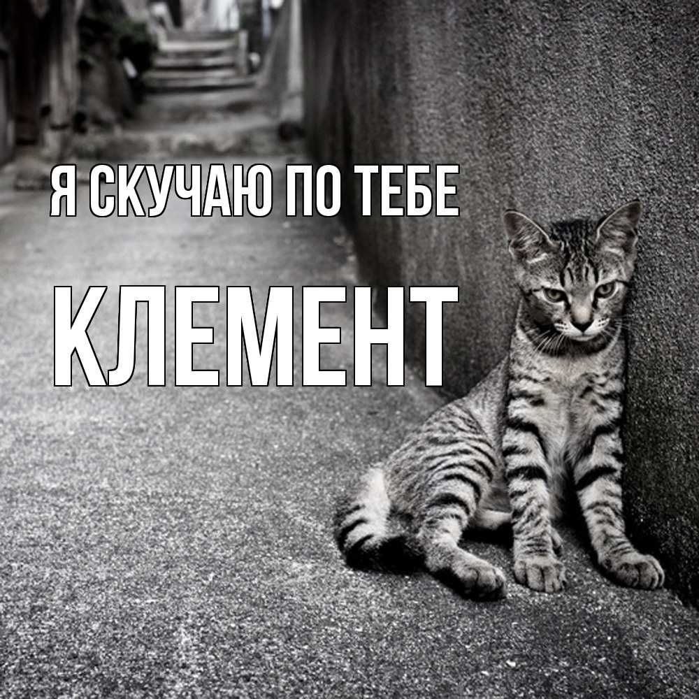 Открытка  с именем. Клемент, Я скучаю по тебе  