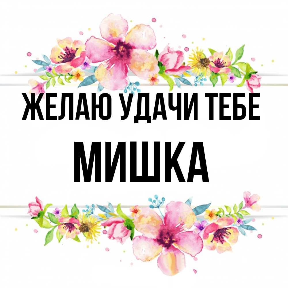 Открытка  с именем. Мишка, Желаю удачи тебе  