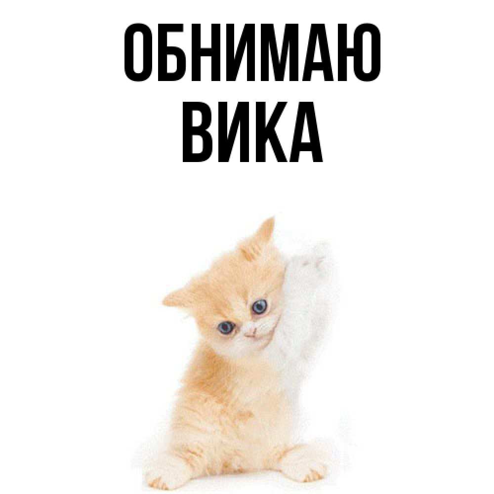 Открытка  с именем. Вика, Обнимаю  