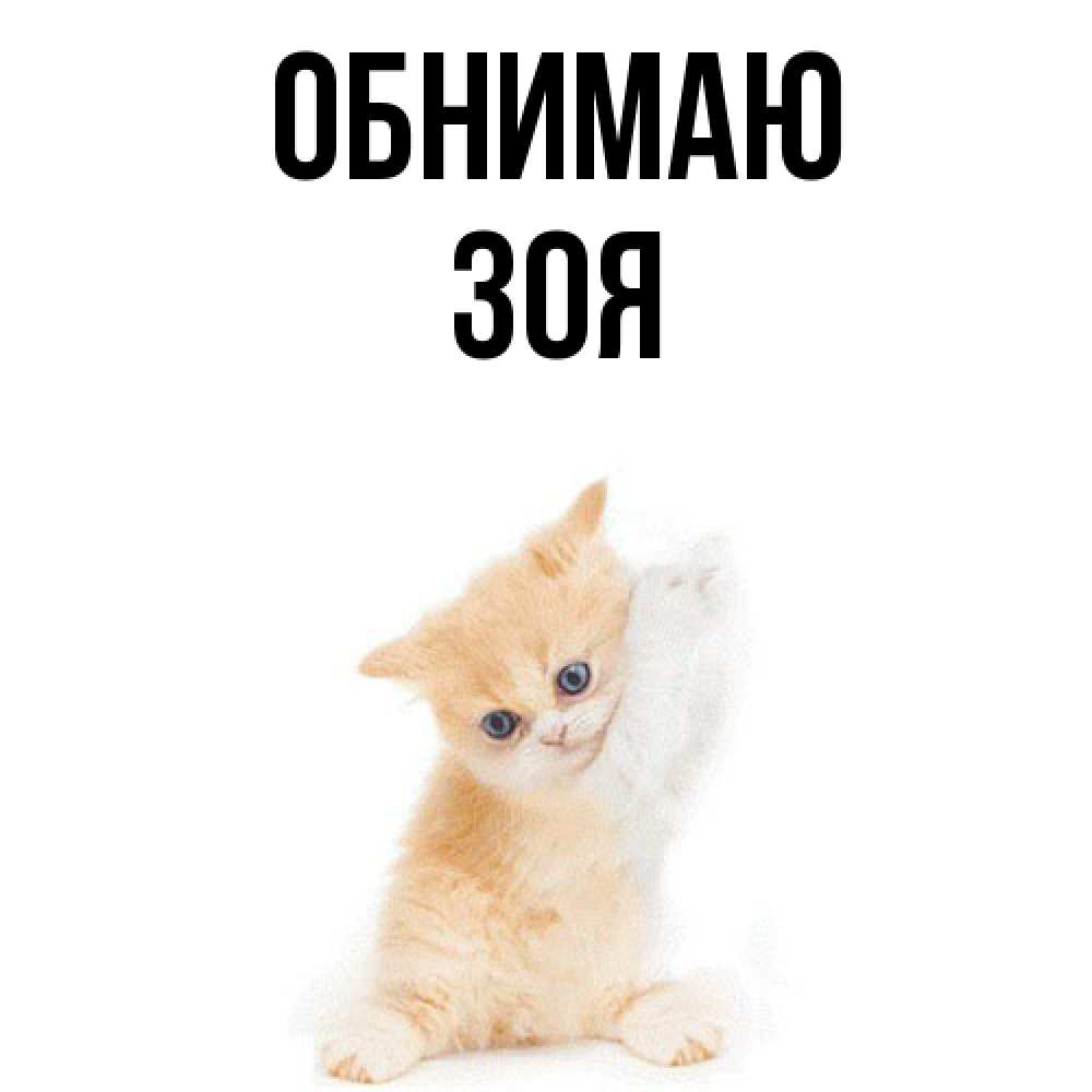 Открытка  с именем. Зоя, Обнимаю  