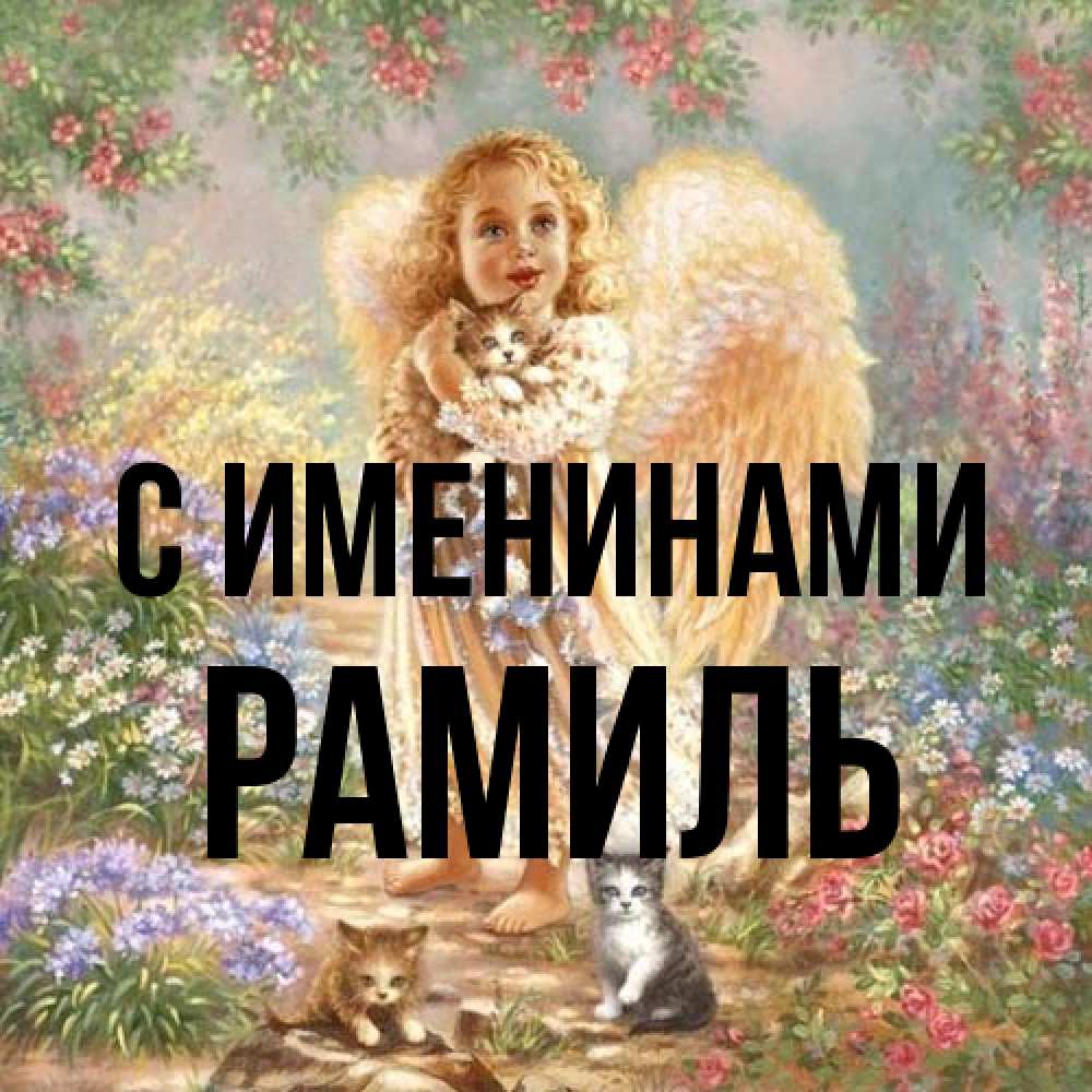 Открытка  с именем. Рамиль, С именинами  