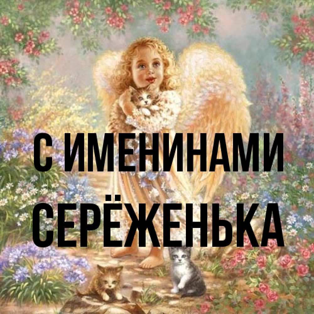 Открытка  с именем. Серёженька, С именинами  