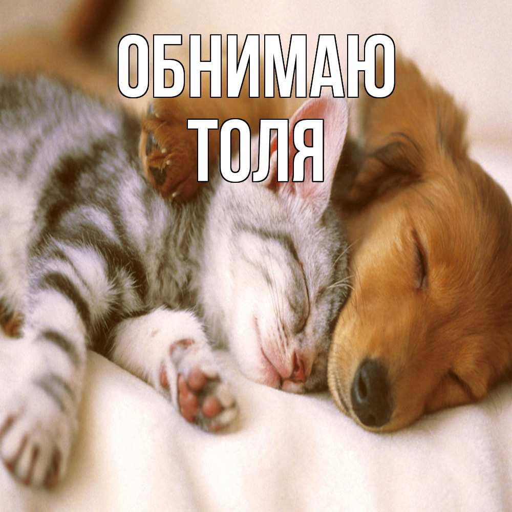 Открытка  с именем. ТОЛЯ, Обнимаю  