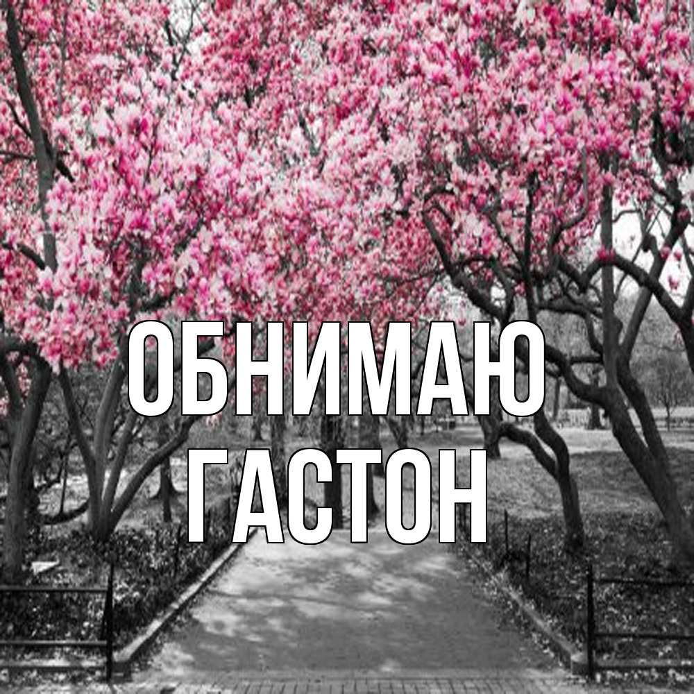 Открытка  с именем. Гастон, Обнимаю  