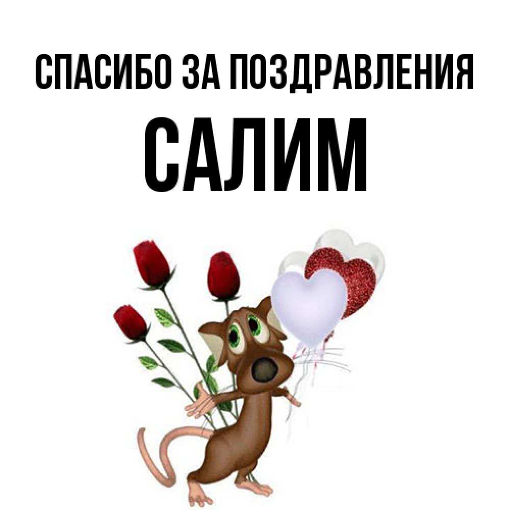 Открытка  с именем. Салим, Спасибо за поздравления  