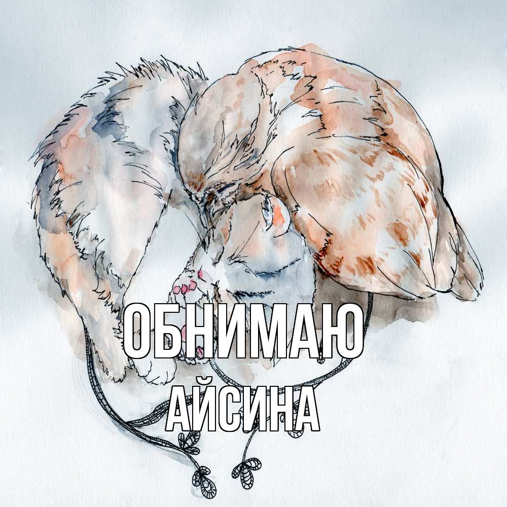 Открытка  с именем. Айсина, Обнимаю  