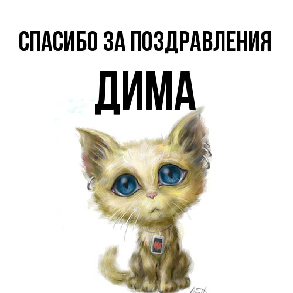 Открытка  с именем. Дима, Спасибо за поздравления  