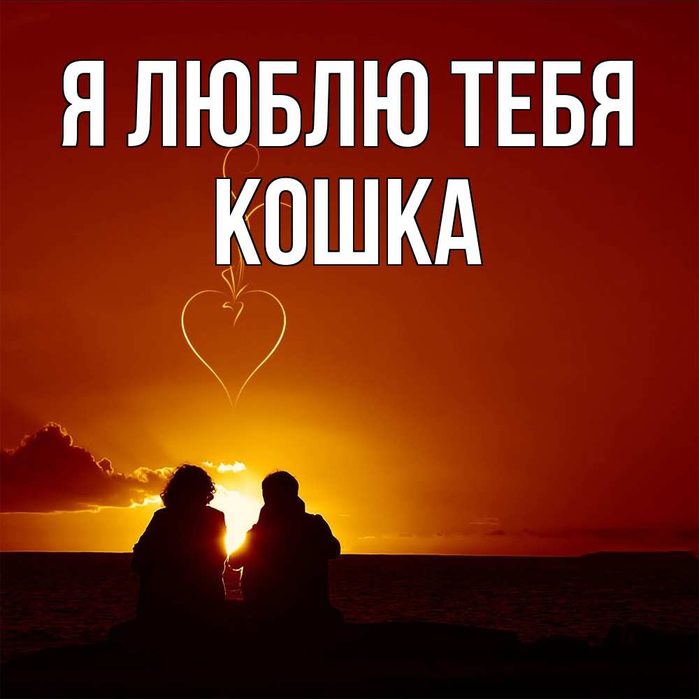 Открытка  с именем. Кошка, Я люблю тебя  