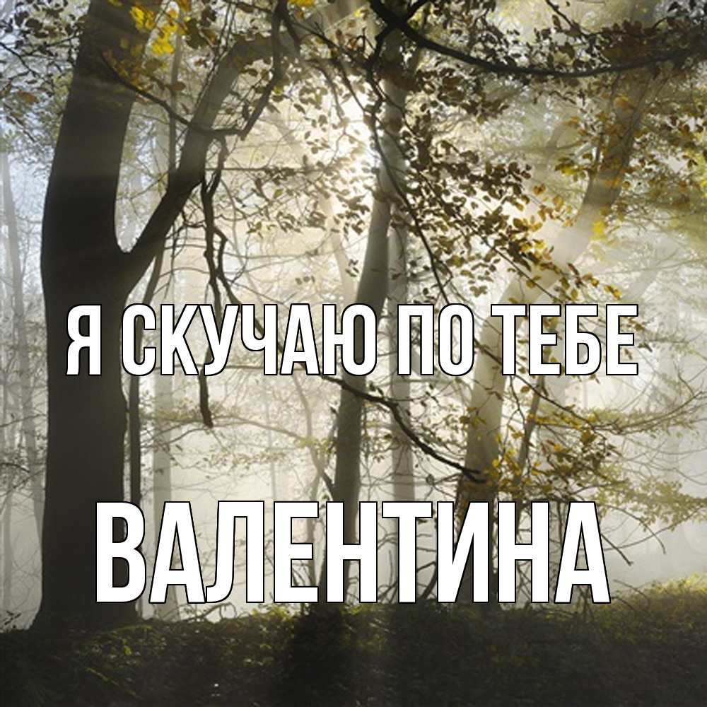 Открытка  с именем. валентина, Я скучаю по тебе  