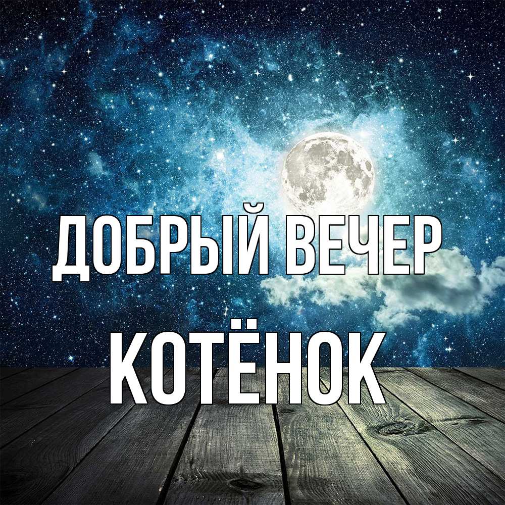 Открытка  с именем. Котёнок, Добрый вечер  