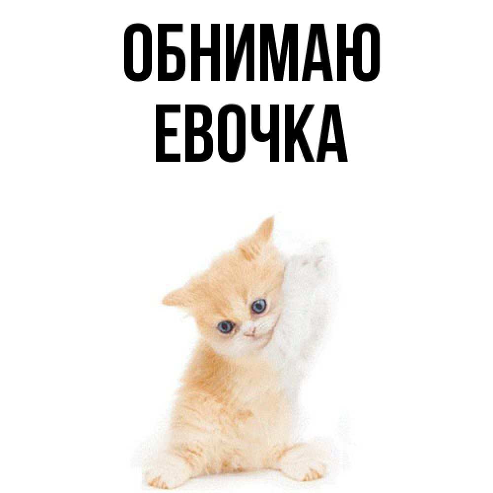 Открытка  с именем. Евочка, Обнимаю  