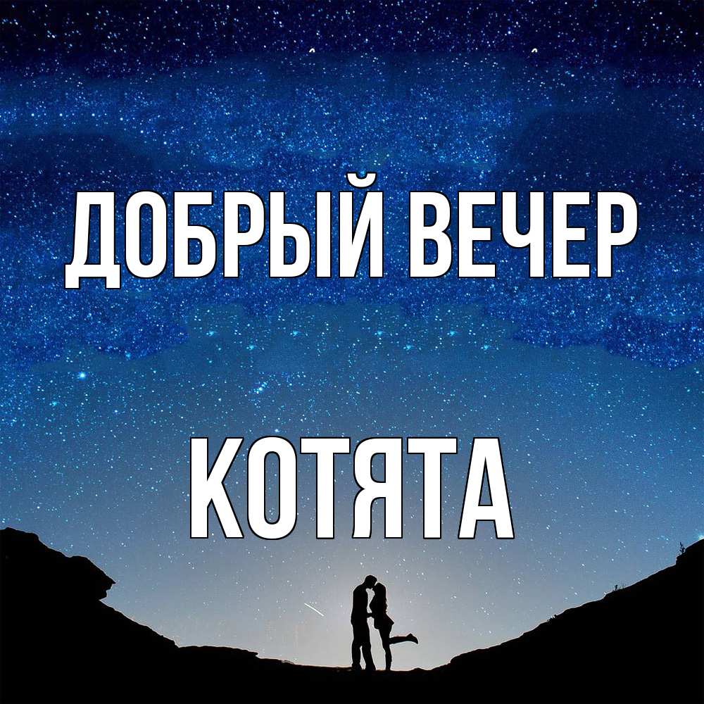Открытка  с именем. Котята, Добрый вечер  