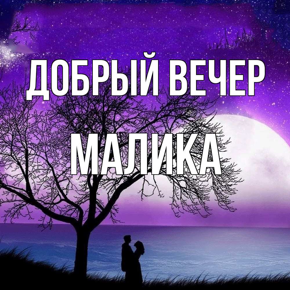 Открытка  с именем. Малика, Добрый вечер  