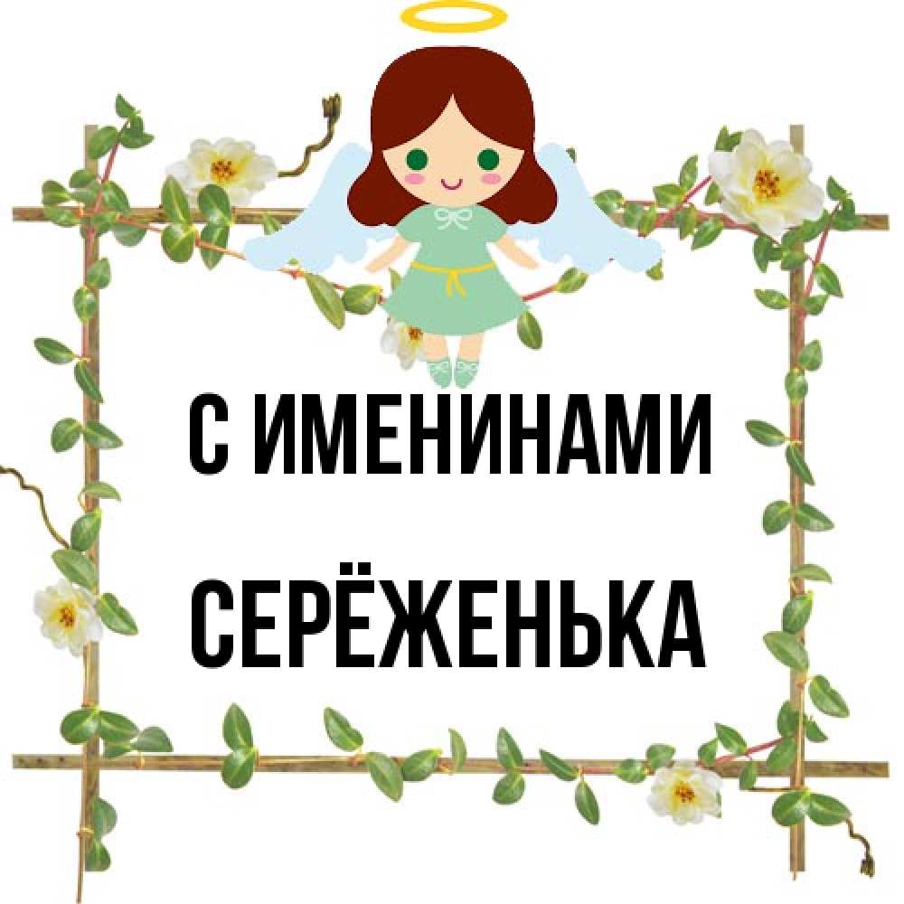 Открытка  с именем. Серёженька, С именинами  