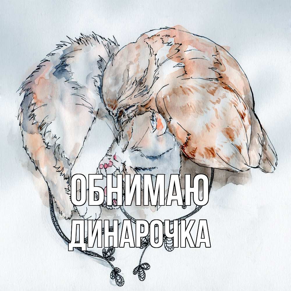 Открытка  с именем. Динарочка, Обнимаю  