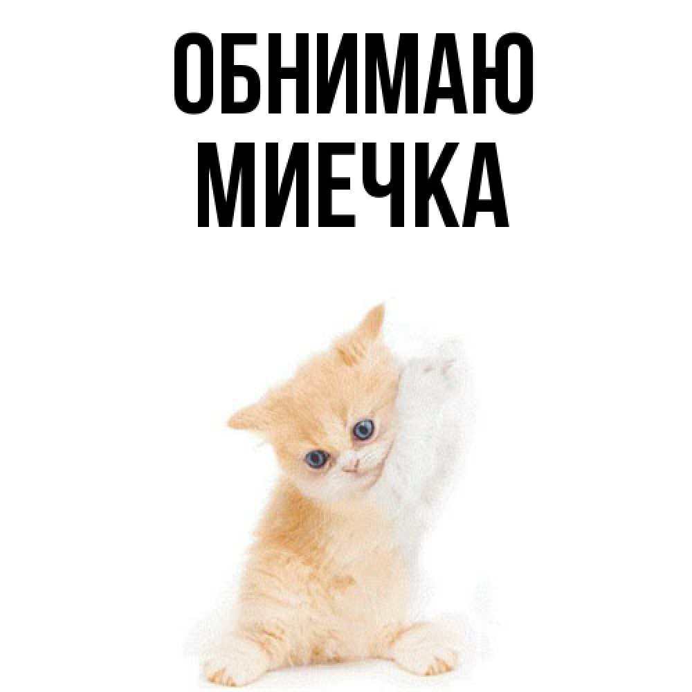 Открытка  с именем. Миечка, Обнимаю  