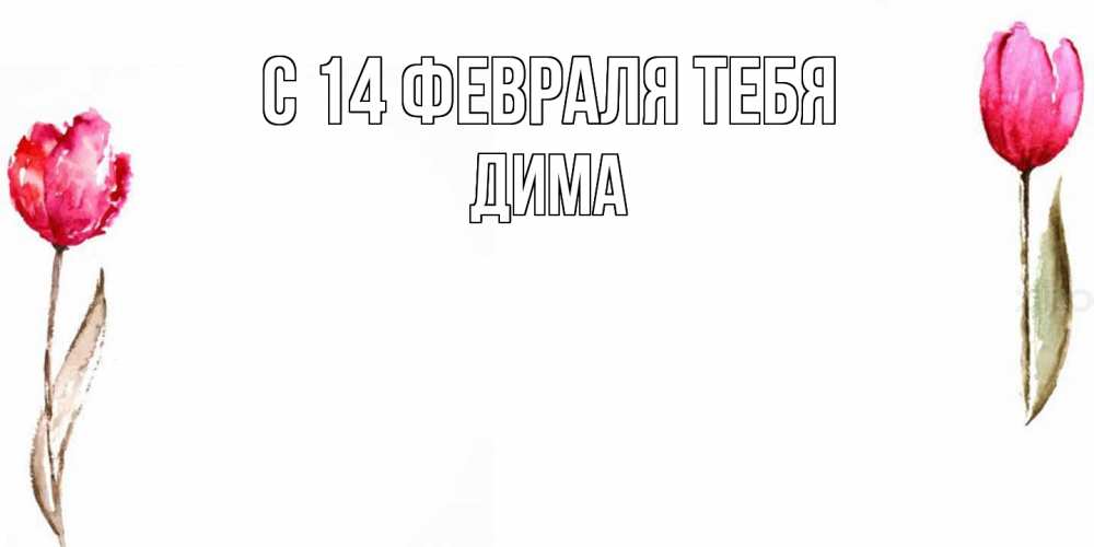 Открытка  с именем. Дима, С 14 февраля тебя  