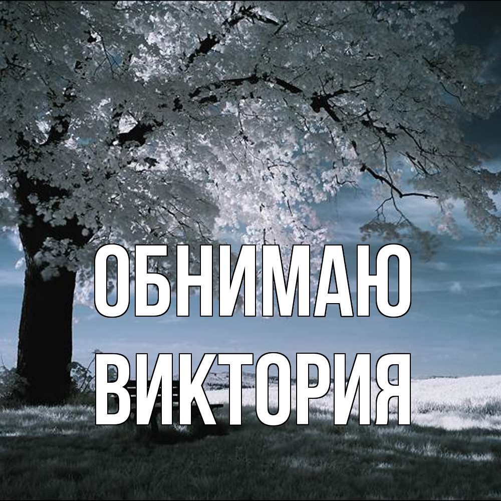 Открытка  с именем. ВИКТОРИЯ, Обнимаю  