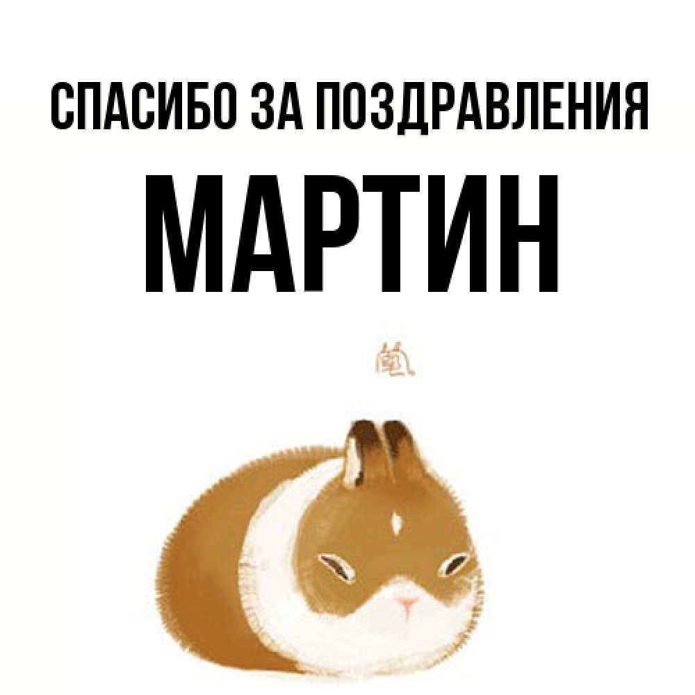 Открытка  с именем. Мартин, Спасибо за поздравления  