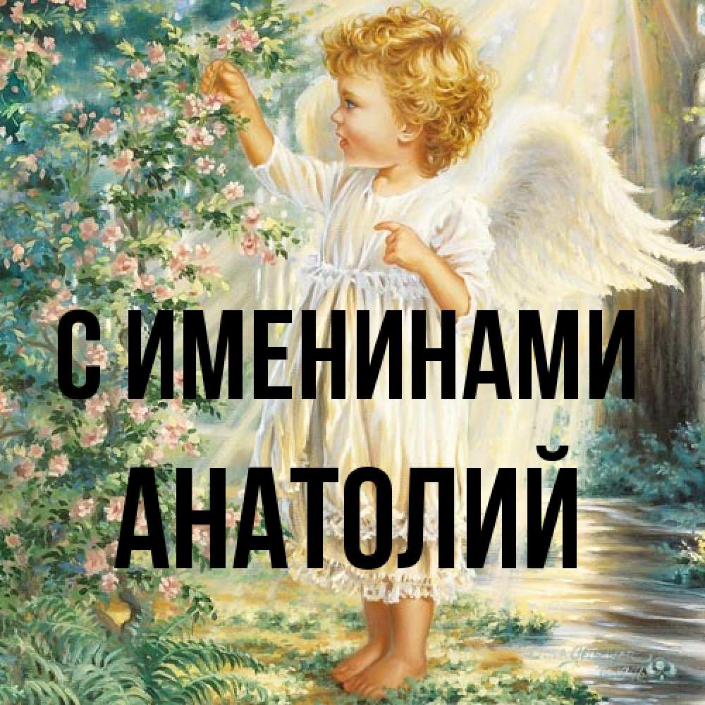 Открытка  с именем. Анатолий, С именинами  