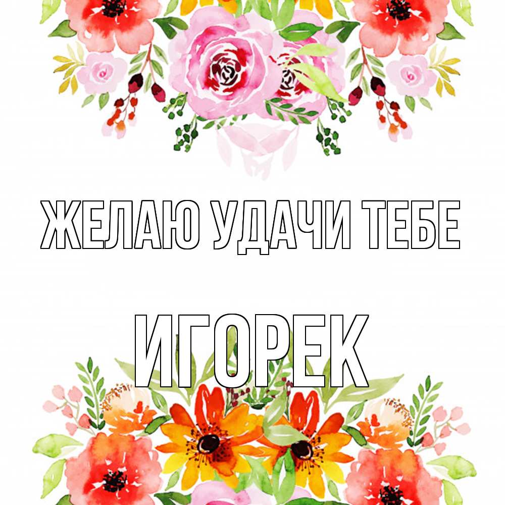 Открытка  с именем. Игорек, Желаю удачи тебе  
