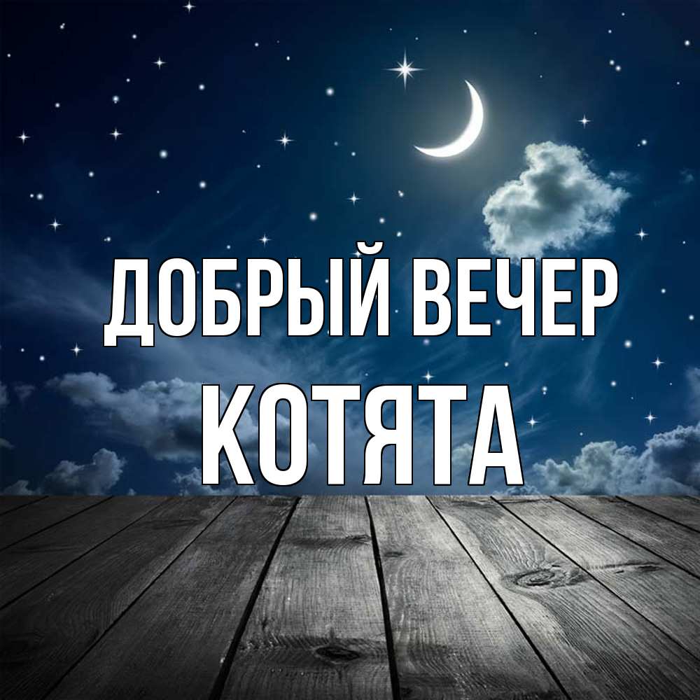 Открытка  с именем. Котята, Добрый вечер  