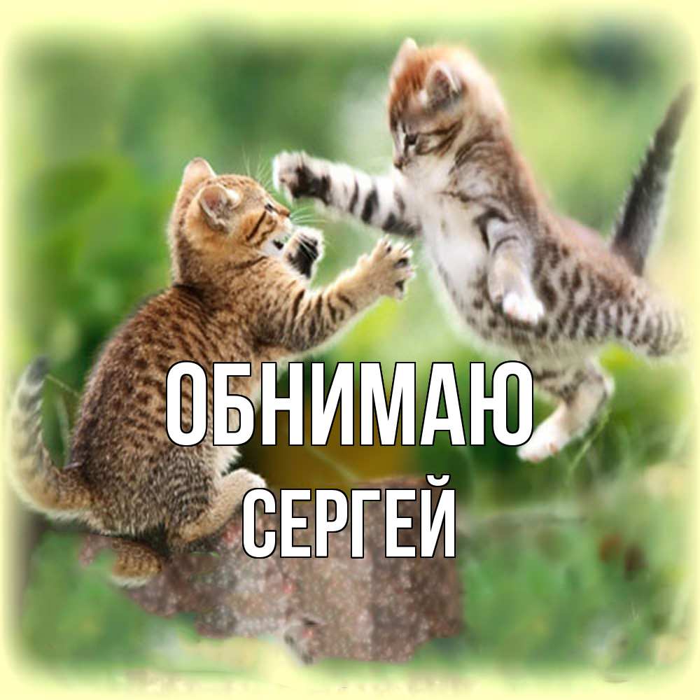 Открытка  с именем. Сергей, Обнимаю  