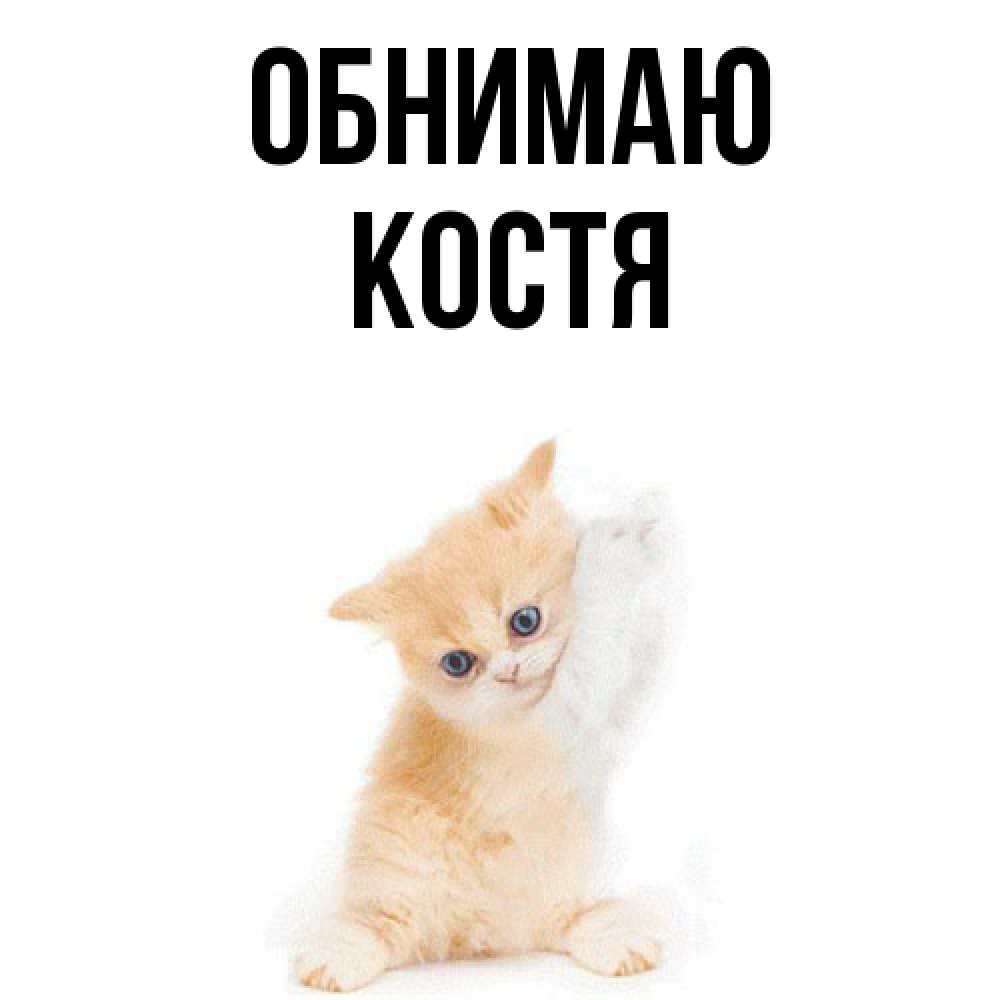 Открытка  с именем. костя, Обнимаю  