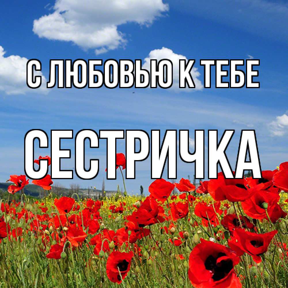 Открытка  с именем. Сестричка, С любовью к тебе  