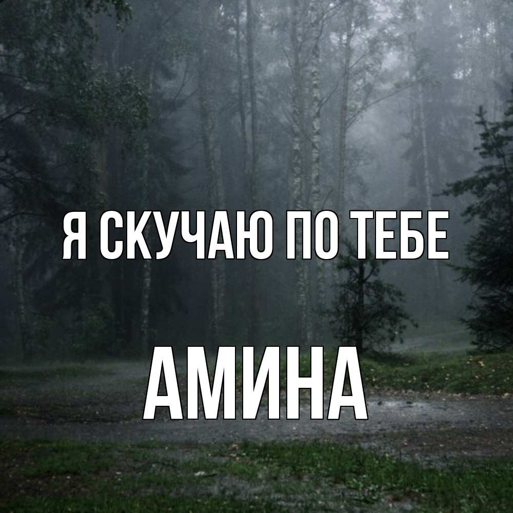 Открытка  с именем. Амина, Я скучаю по тебе  