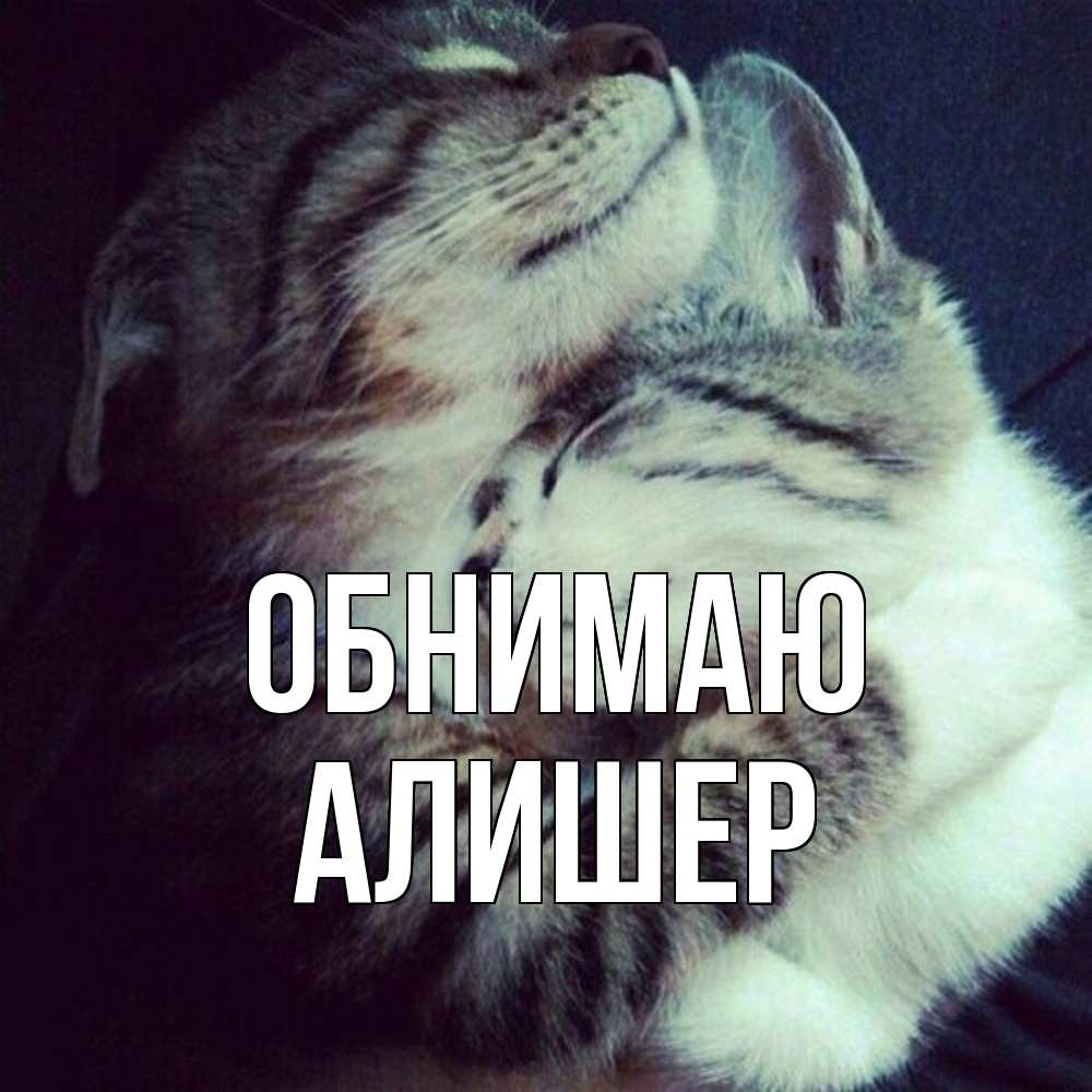 Открытка  с именем. Алишер, Обнимаю  