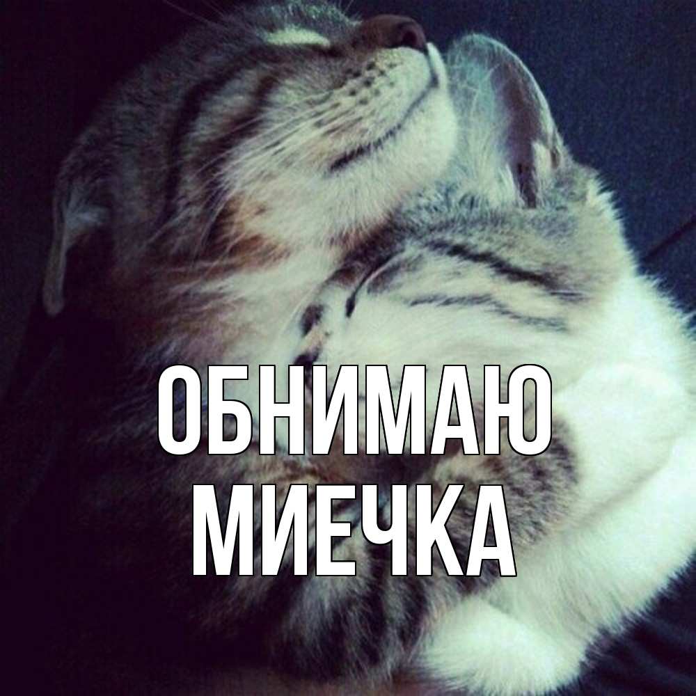 Открытка  с именем. Миечка, Обнимаю  