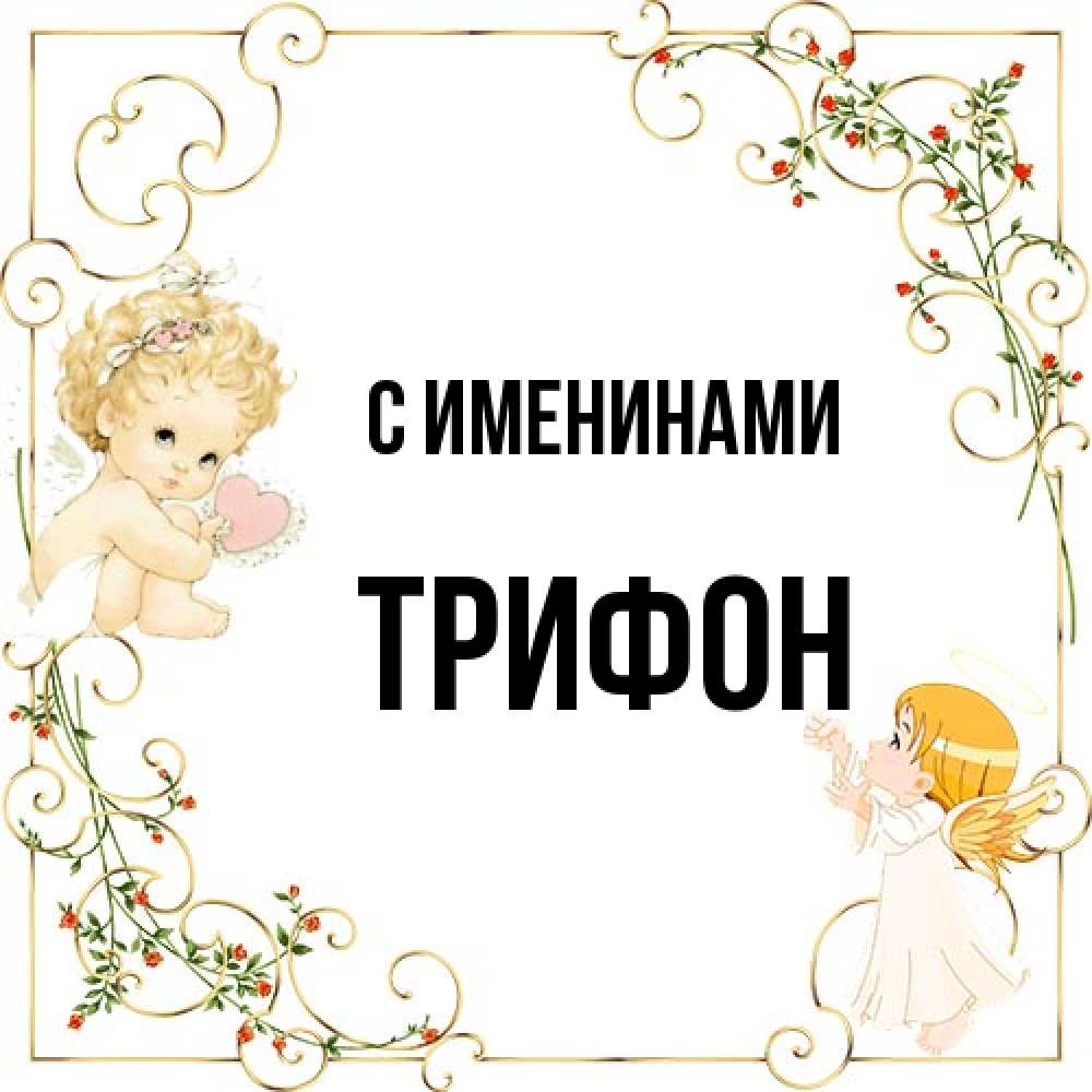 Открытка  с именем. Трифон, С именинами  