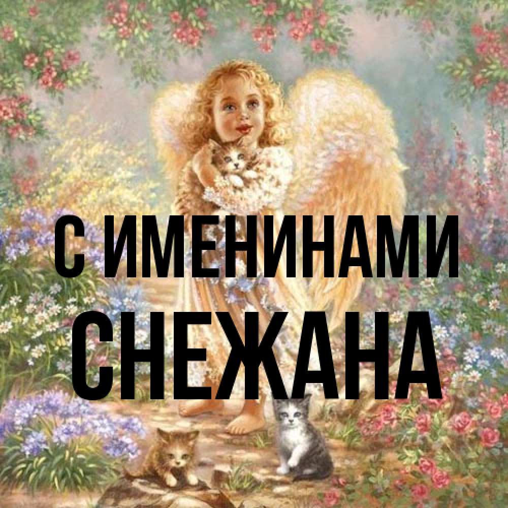 Открытка  с именем. Снежана, С именинами  