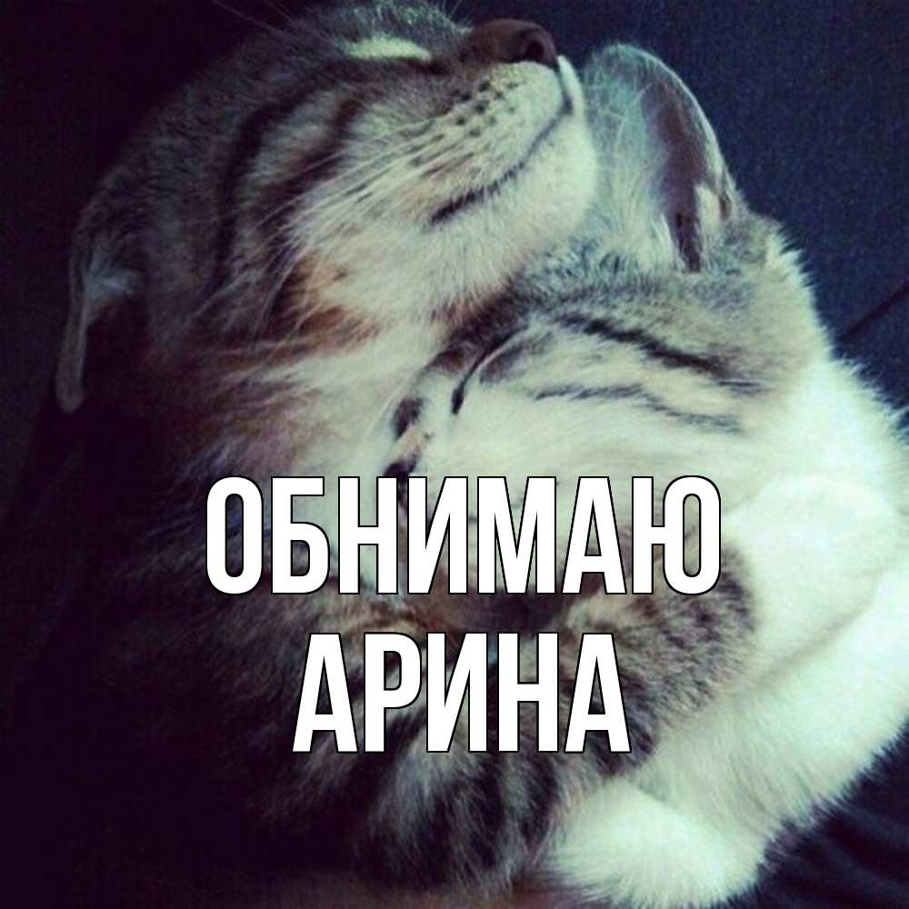 Открытка  с именем. Арина, Обнимаю  