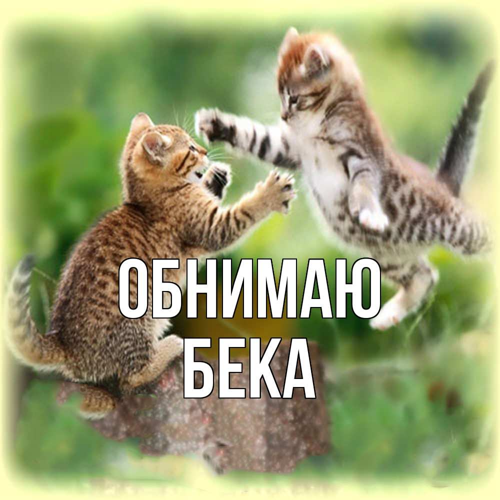 Открытка  с именем. Бека, Обнимаю  