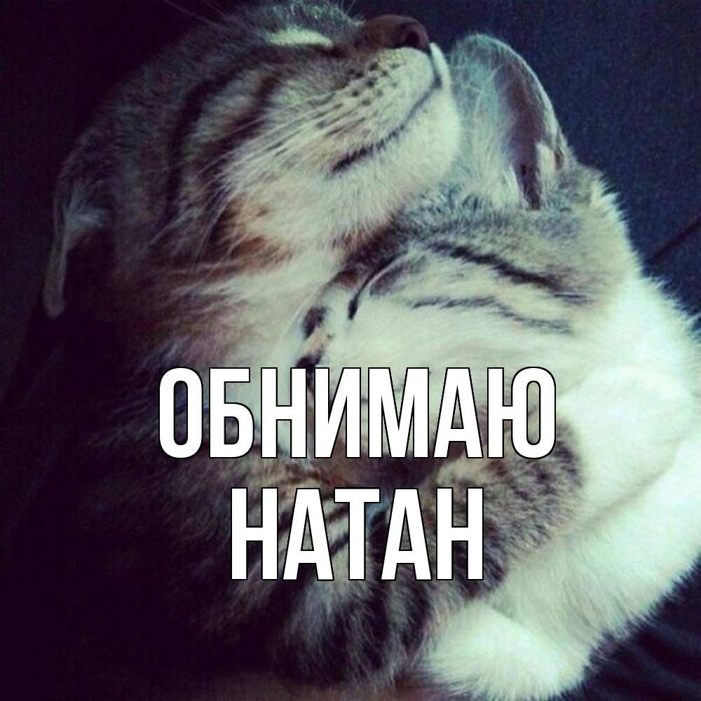 Открытка  с именем. Натан, Обнимаю  