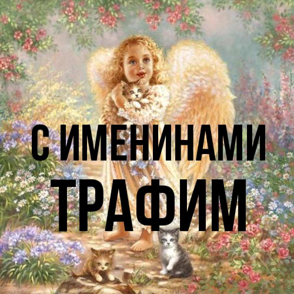 Открытка  с именем. трафим, С именинами  