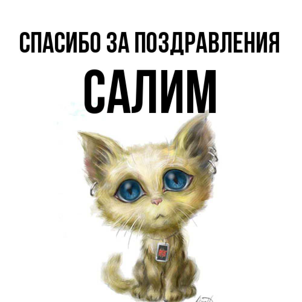 Открытка  с именем. Салим, Спасибо за поздравления  