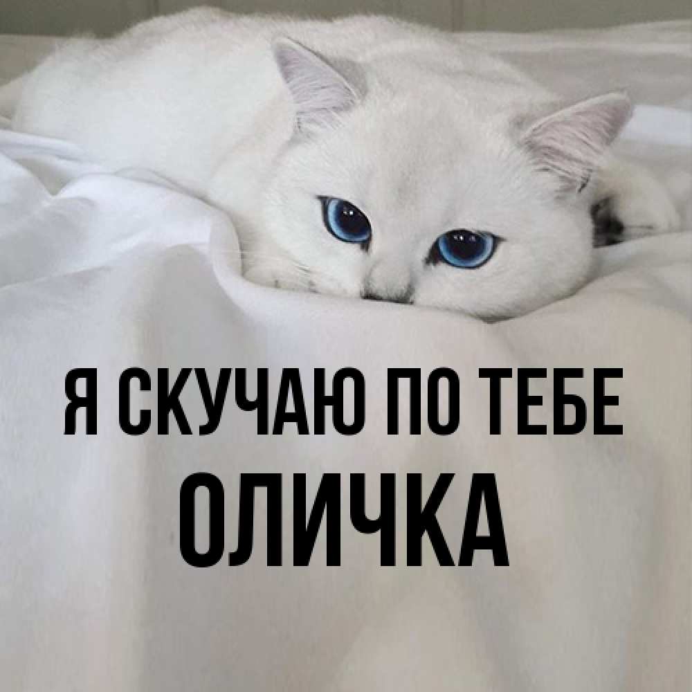 Открытка  с именем. Оличка, Я скучаю по тебе  