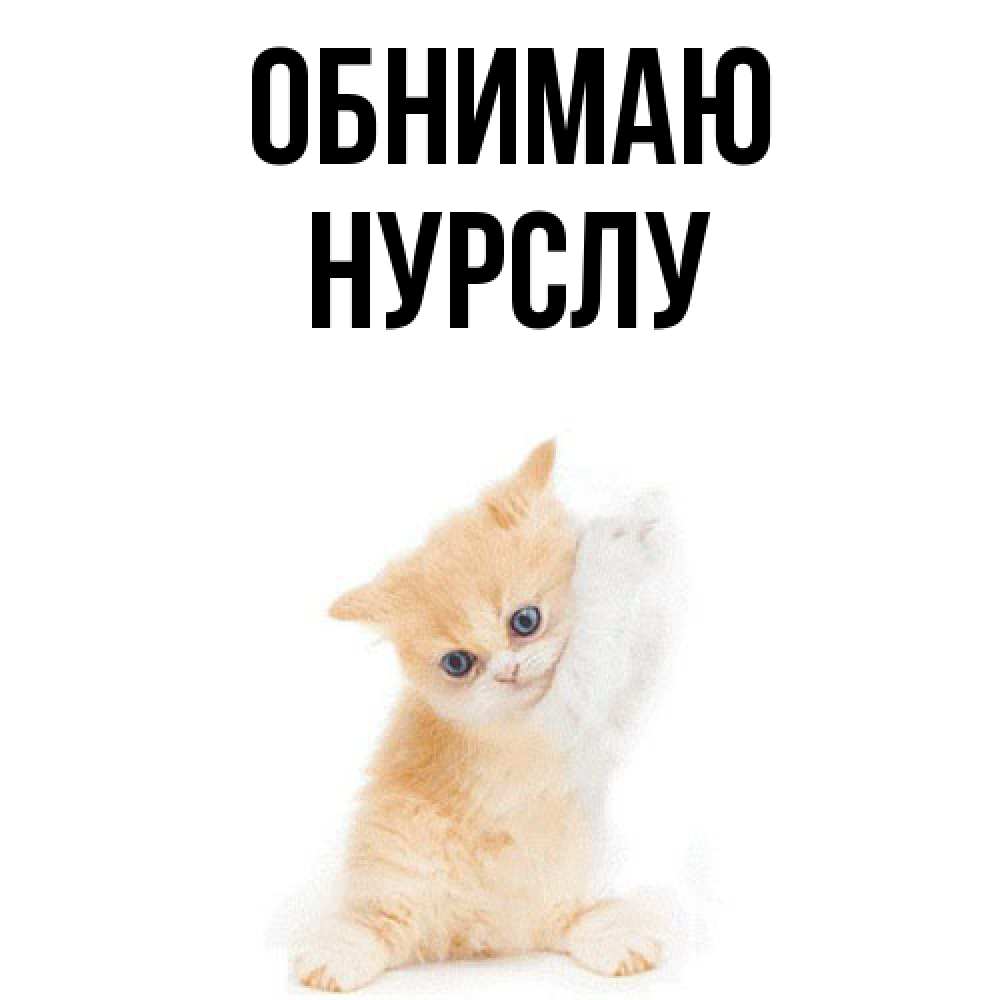 Открытка  с именем. Нурслу, Обнимаю  