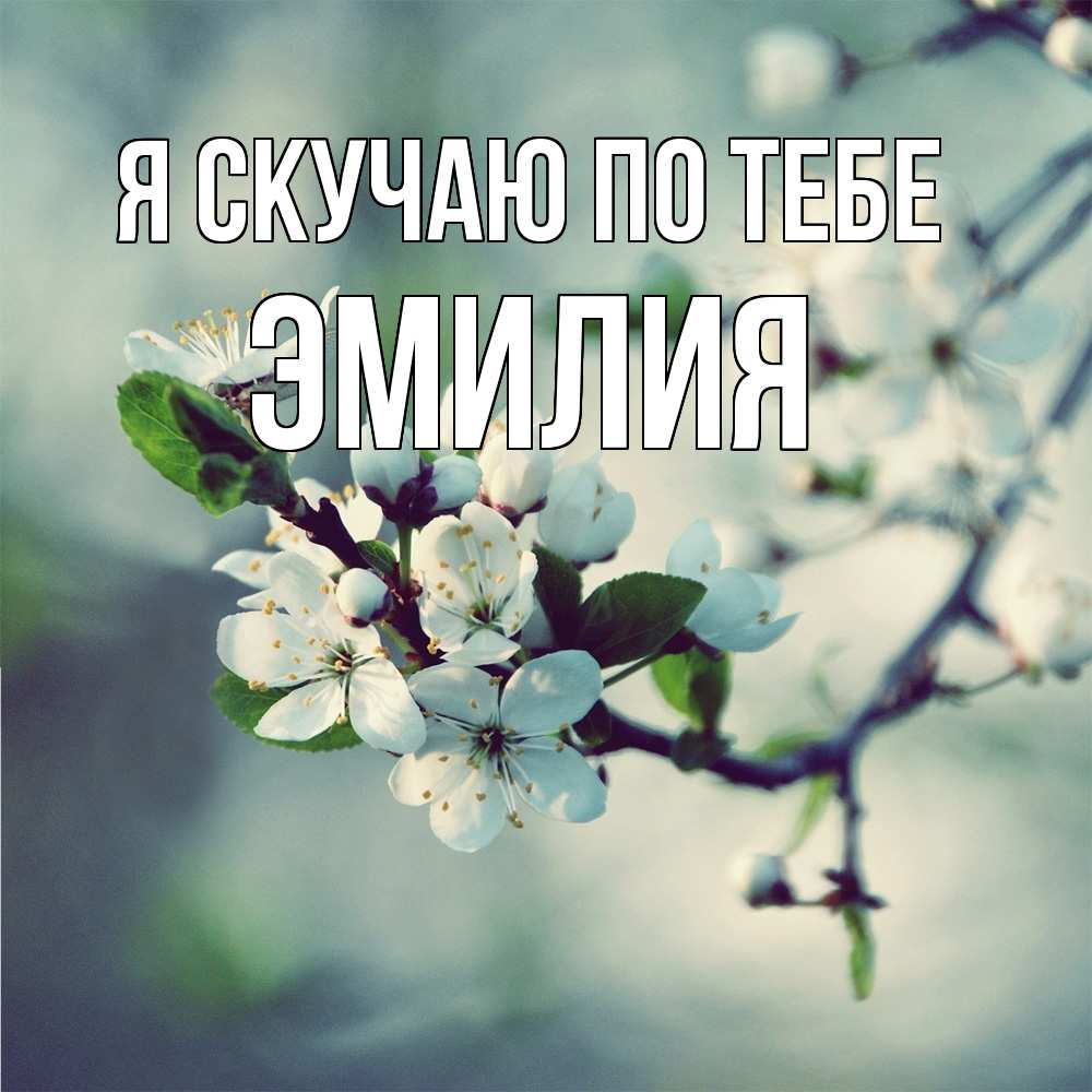 Открытка  с именем. ЭМИЛИЯ, Я скучаю по тебе  