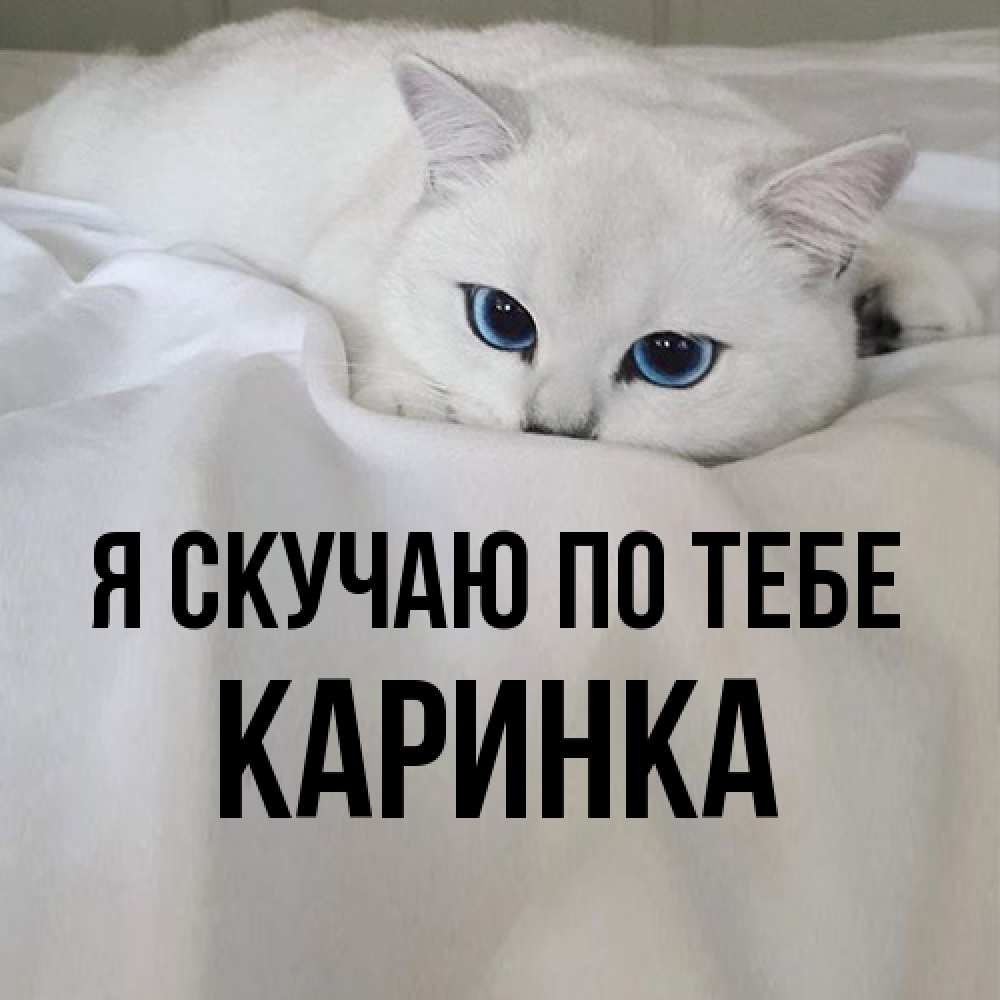 Открытка  с именем. Каринка, Я скучаю по тебе  