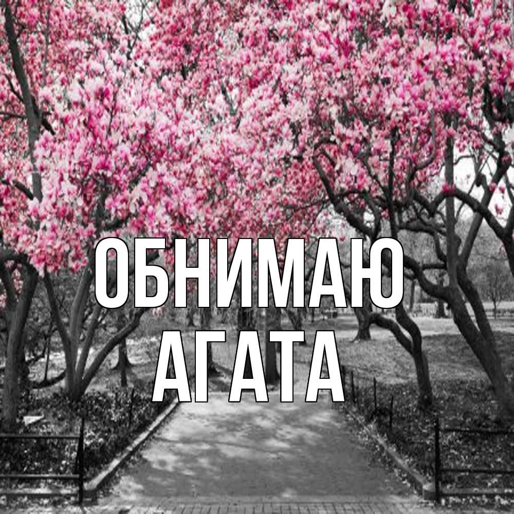 Открытка  с именем. Агата, Обнимаю  